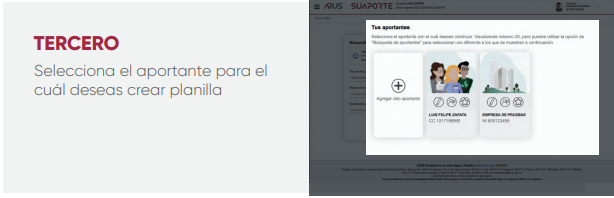 interfaz donde podras agregar tu aportante