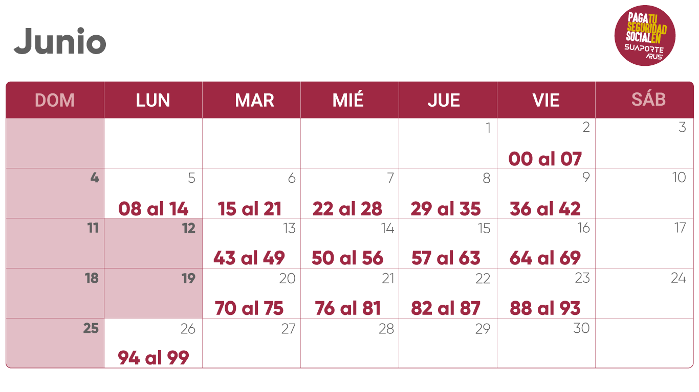 Fechas de pago junio, aportes a la seguridad social